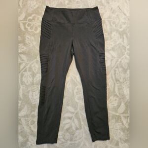 Athleta Black Leggings with Ribbed Detail